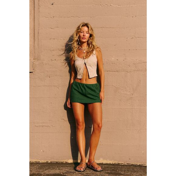 Free People My Little Micro Mini Cotton-Linen Skort - M - Picture 4 of 4